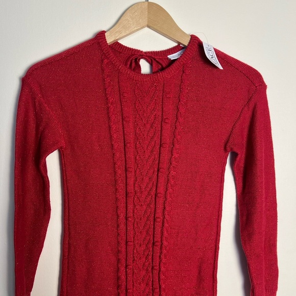 Childrens Place Kids Girls Red Dress Ribbed Knit Metallic Festive Winter 10/12 - Picture 3 of 14